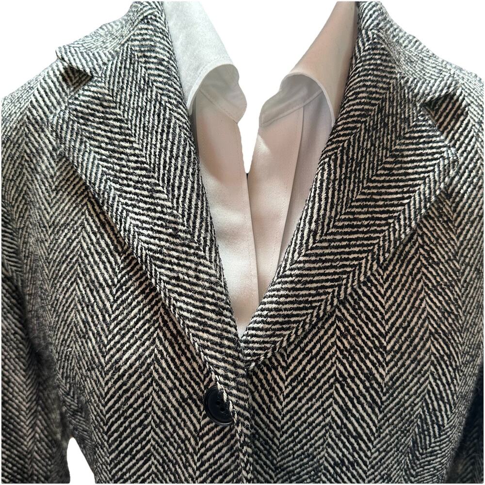 Barney's New York Blazer Made in Italy Women Vintage 12 Wool Herringbone Tweed